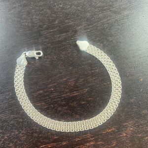 FAS Sterling Silver 925 6” Mesh Bracelet Made In Italy 6g With Storage Bag & Box